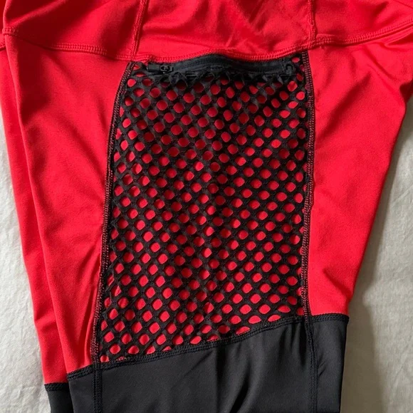 REFLEX Large sporty tights, red m black grey and mesh Colorblock Leggings - Picture 9 of 10